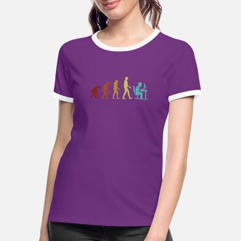 Programmer Evolution Softwareingenieur Coder Frauen Kontrast-T-Shirt
