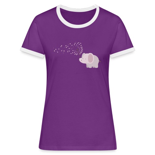 Elefant mit Pusteblume - Frauen Kontrast-T-Shirt