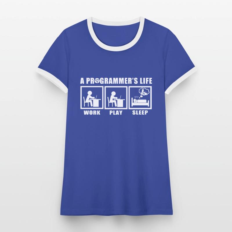 Das Leben eines Programmierers Spruch Geschenkidee Frauen Kontrast-T-Shirt