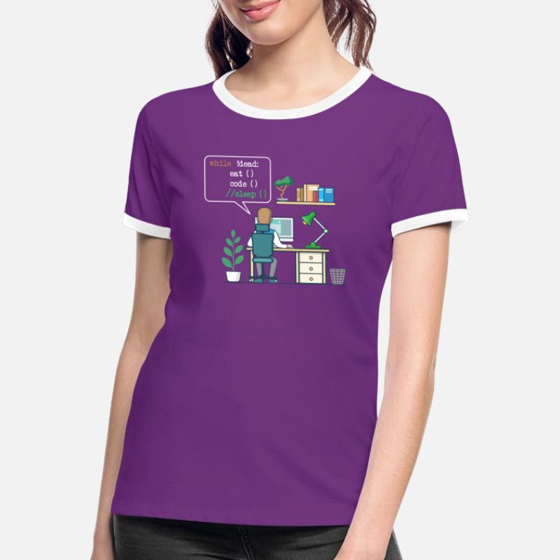 Eat Code Sleep | Funny Coder Programmeur T-shirt contrasté Femme