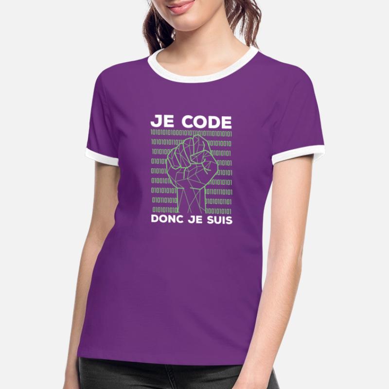 Je Code Donc Je Suis Programmeur Programmation Frauen Kontrast-T-Shirt