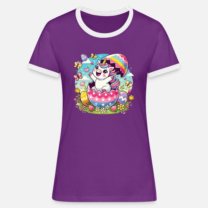 Easter Happy Easter Easter Bunny Easter Egg Spring - Women's Ringer T-Shirt - purple/white