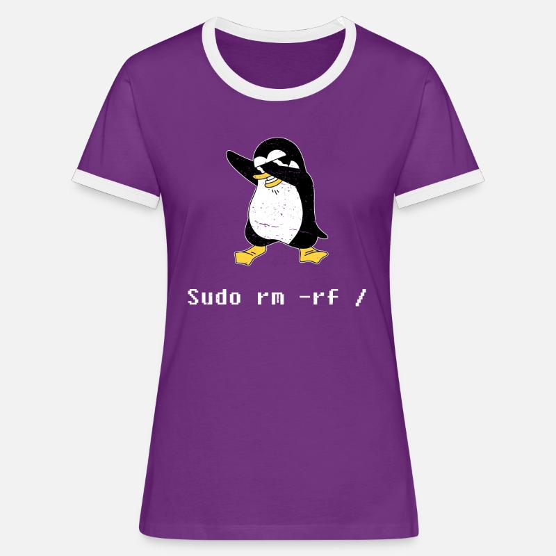 Sudo rm RF Admin Sysadmin Java Linux Gift - Women's Ringer T-Shirt - purple/white