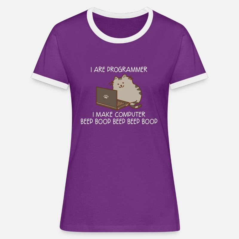 I Are Programmer I Make C... Programmers & Nerd - Women's Ringer T-Shirt - purple/white