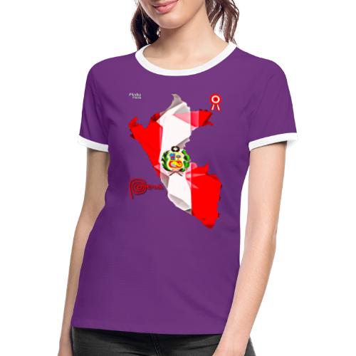 Mapa del Perú, Bandera y Escarapela - Camiseta contraste mujer
