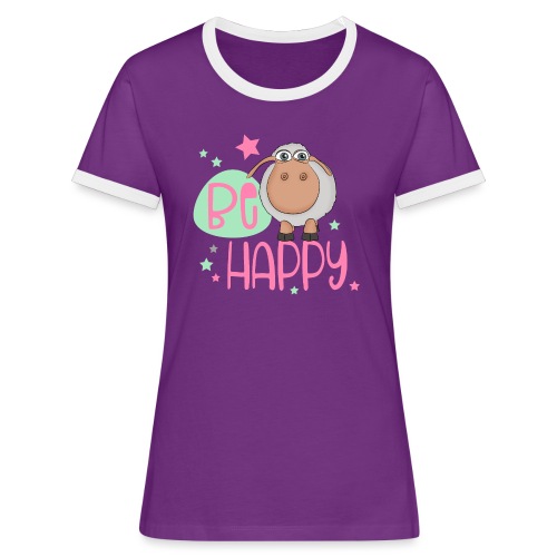 Be happy Schaf - Glückliches Schaf - Glücksschaf - Frauen Kontrast-T-Shirt