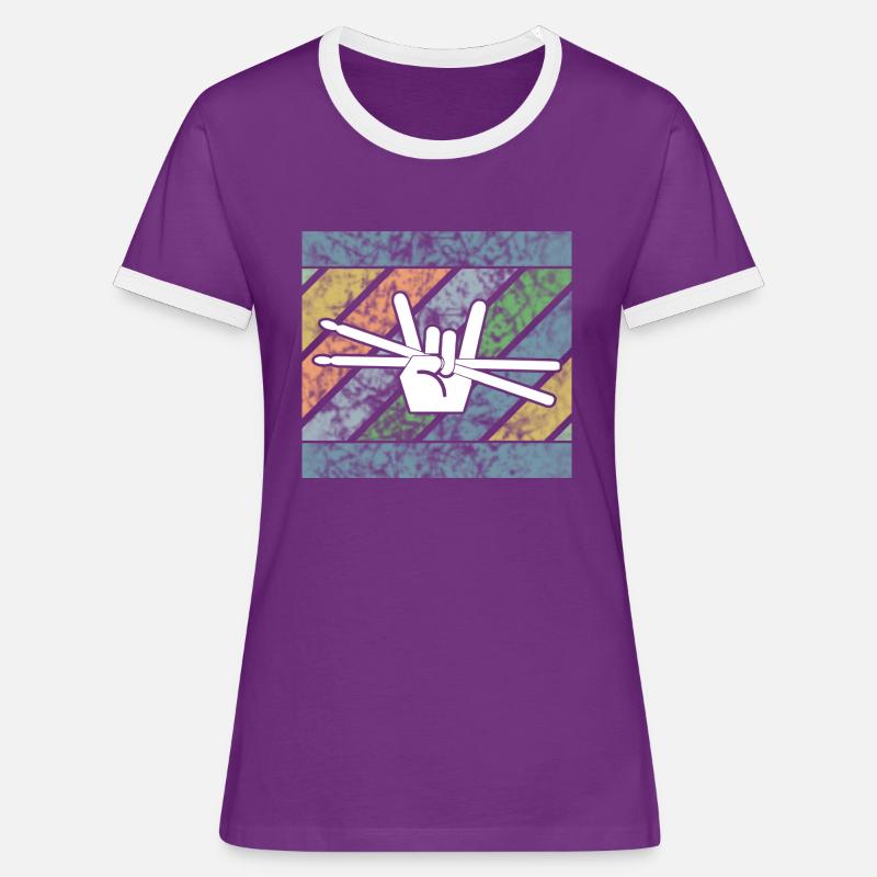 Drummer Drumsticks Drum Design - Women's Ringer T-Shirt - purple/white