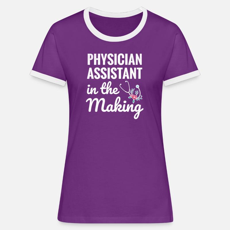 Lægens assistent studerende gave | PA studerende - Dame kontrast-T-shirt - lilla/hvid