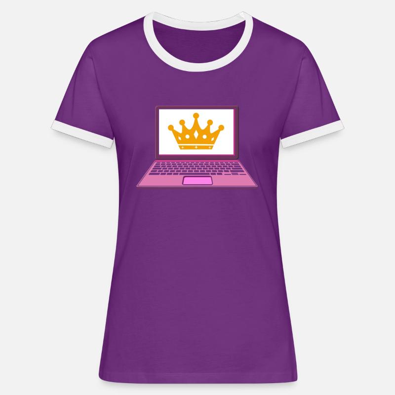 Computer crown queen programmer - Women's Ringer T-Shirt - purple/white
