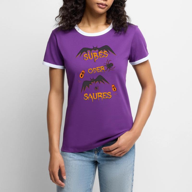 Süßes oder Saures Frauen Kontrast-T-Shirt