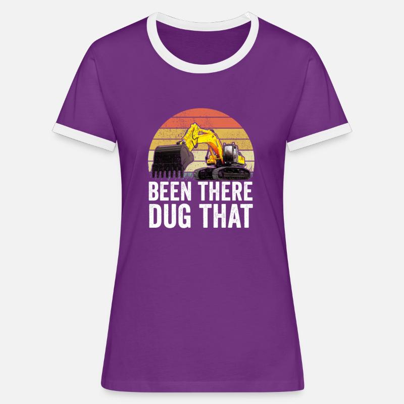 Excavator Excavator Driver Excavation Construction Site Road Construction - Women's Ringer T-Shirt - purple/white