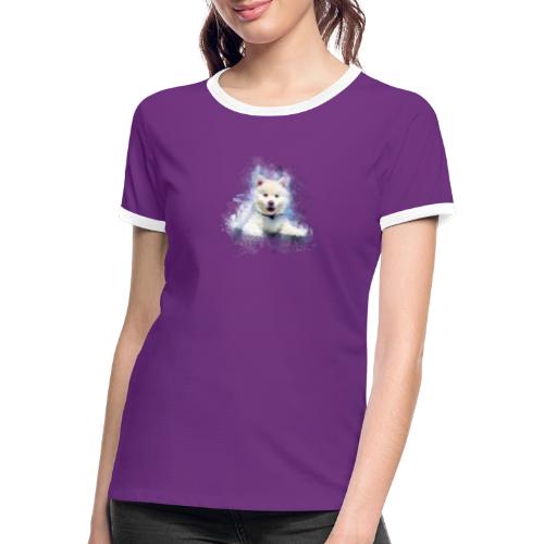 Siberian Husky White Lindo Cachorro -por- Wyll-Fryd - Camiseta contraste mujer