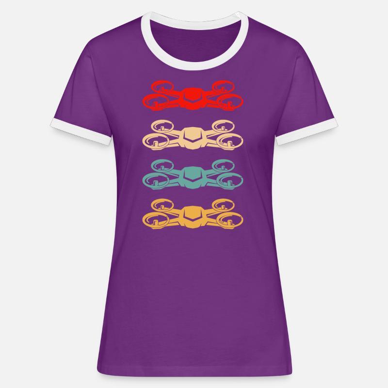 Drone Retro Drone Pilot Copterpilot - Women's Ringer T-Shirt - purple/white