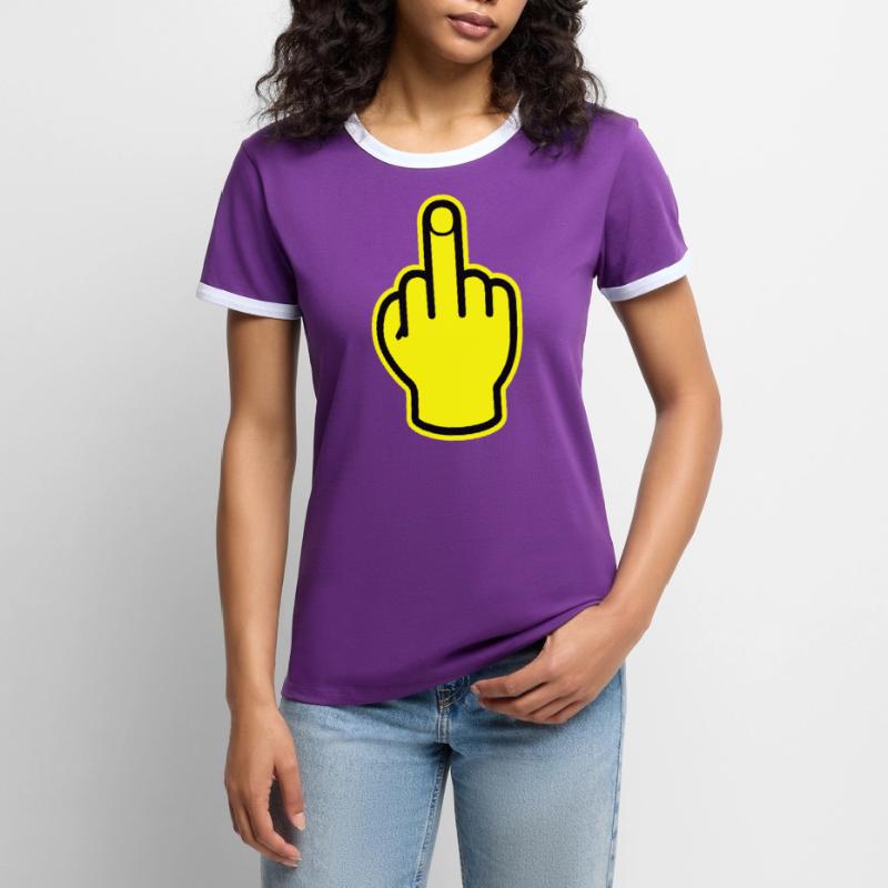 Middle Finger Hand Provocative Women's Ringer T-Shirt