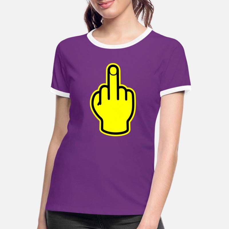 Middle Finger Hand Provocative Women's Ringer T-Shirt