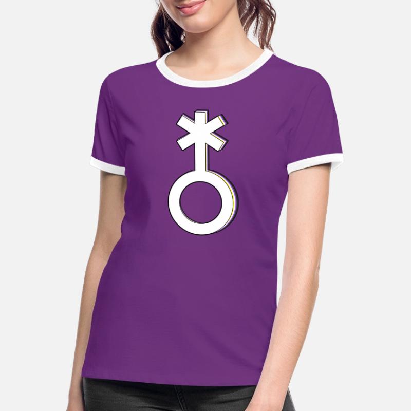 Nonbinary Symbol Non-Binary Nonbinary Artistic Women's Ringer T-Shirt