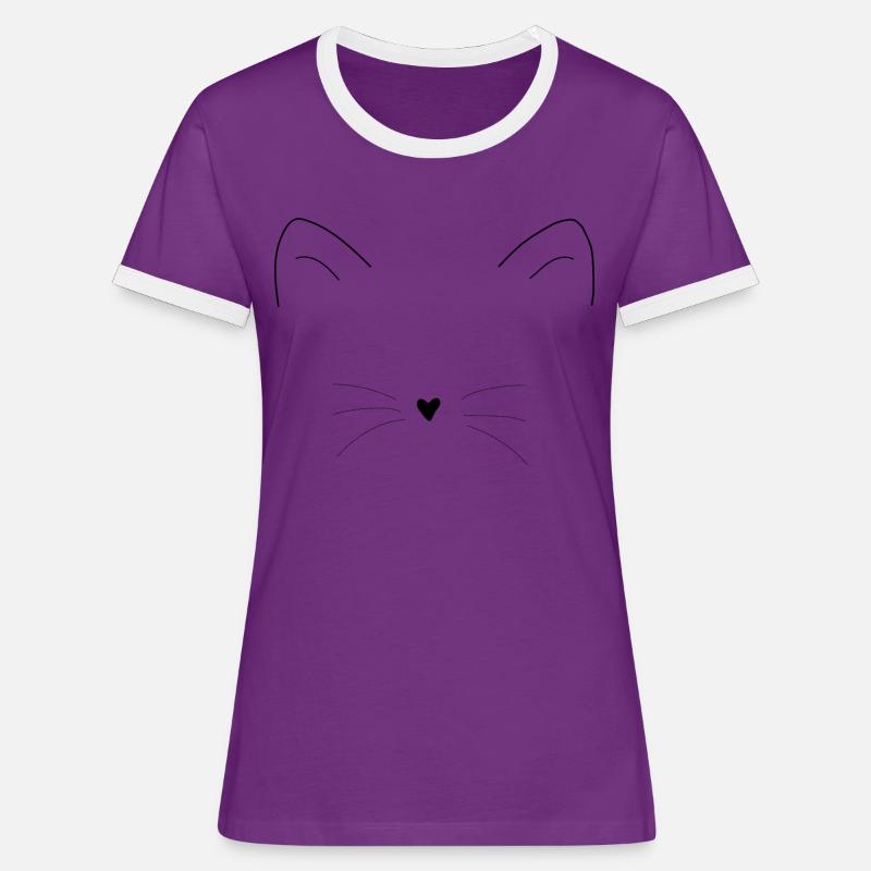 Cat ears muzzle face gift idea - Women's Ringer T-Shirt - purple/white