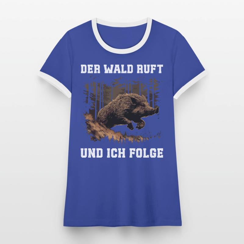 Der Wald Ruft Jäger Frauen Kontrast-T-Shirt