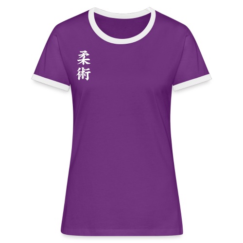jiu-jitsu på japansk og logo i hvid - Dame kontrast-T-shirt