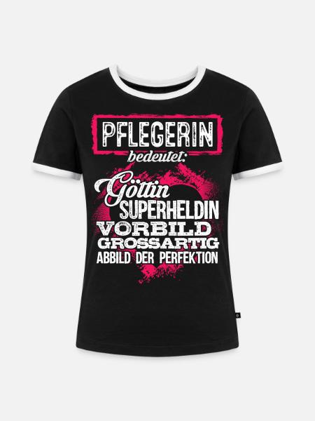 PFLEGERIN - duden - Frauen Kontrast-T-Shirt - Schwarz/Weiß