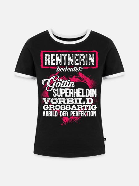 RENTNERIN - duden - Frauen Kontrast-T-Shirt - Schwarz/Weiß