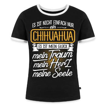 CHIHUAHUA - Traum - Frauen Kontrast-T-Shirt - Schwarz/Weiß - Vorne - Selfina (174cm)
