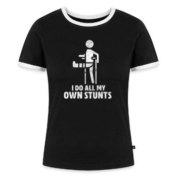 Beinbruch - Frauen Kontrast-T-Shirt - Schwarz/Weiß - Vorne - Selfina (174cm)