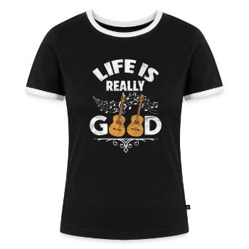 Gitarre - Frauen Kontrast-T-Shirt - Schwarz/Weiß - Vorne - Selfina (174cm)