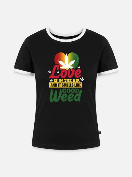 Rasta Weed - Frauen Kontrast-T-Shirt - Schwarz/Weiß