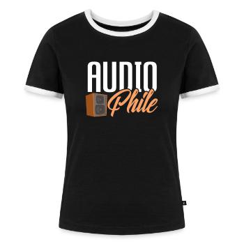 Audiophil Audio Musik Analog Hifi Geschenk - Frauen Kontrast-T-Shirt - Schwarz/Weiß - Vorne - Selfina (174cm)