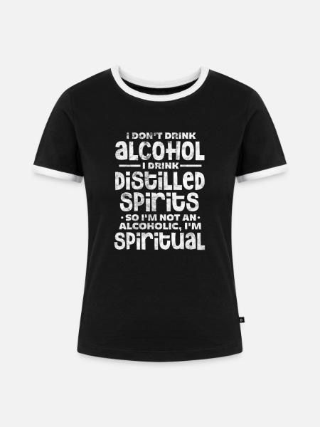 Alkohol - Frauen Kontrast-T-Shirt - Schwarz/Weiß