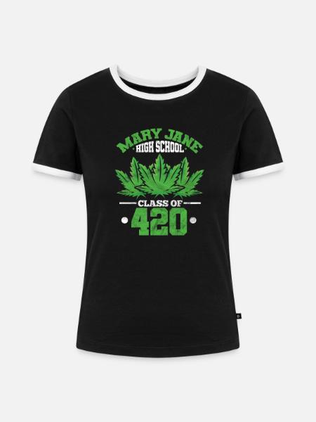 420 - Frauen Kontrast-T-Shirt - Schwarz/Weiß