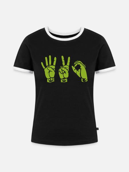420 - Frauen Kontrast-T-Shirt - Schwarz/Weiß