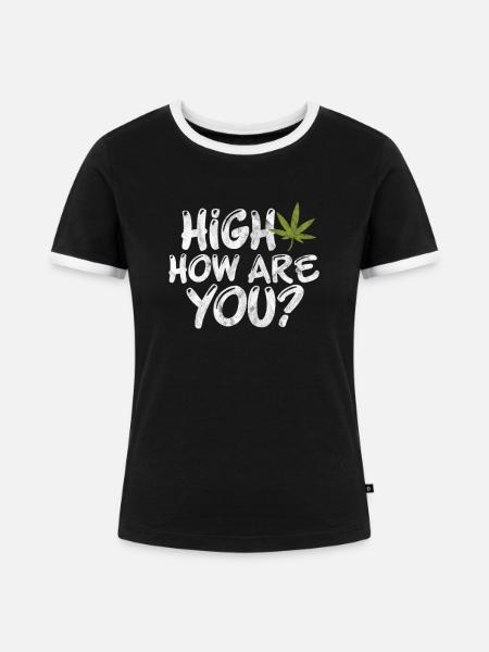 Cannabis - Frauen Kontrast-T-Shirt - Schwarz/Weiß