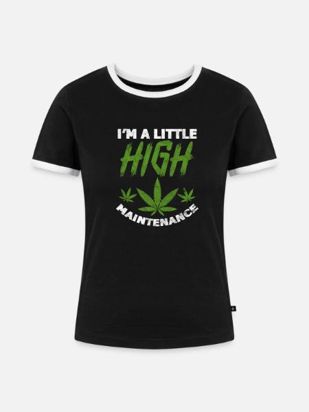 Cannabis - Frauen Kontrast-T-Shirt - Schwarz/Weiß
