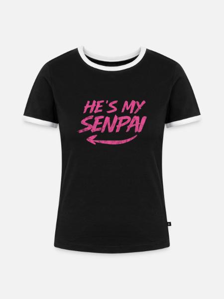 Senpai - Frauen Kontrast-T-Shirt - Schwarz/Weiß