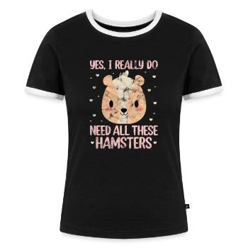 Hamster - Frauen Kontrast-T-Shirt - Schwarz/Weiß - Vorne - Selfina (174cm)