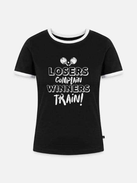 Ping-Pong Tischtennis - Frauen Kontrast-T-Shirt - Schwarz/Weiß