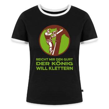 Baumklettern Baumpfleger Arborist Baumkletterer - Frauen Kontrast-T-Shirt - Schwarz/Weiß - Vorne - Selfina (174cm)