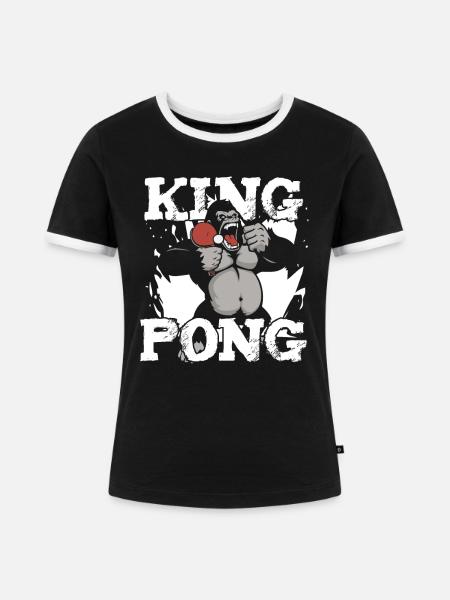 Tischtennis Ping Pong - Frauen Kontrast-T-Shirt - Schwarz/Weiß