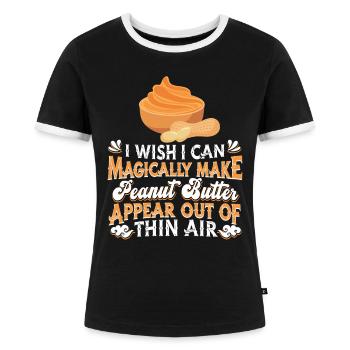 Erdnussbutter Peanut Butter Snack - Frauen Kontrast-T-Shirt - Schwarz/Weiß - Vorne - Selfina (174cm)