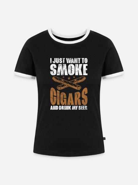 Zigarre - Frauen Kontrast-T-Shirt - Schwarz/Weiß