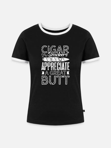 Zigarre - Frauen Kontrast-T-Shirt - Schwarz/Weiß