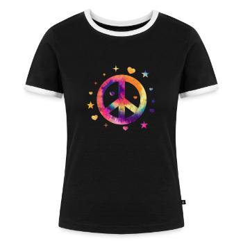 Hippie - Frauen Kontrast-T-Shirt - Schwarz/Weiß - Vorne - Selfina (174cm)