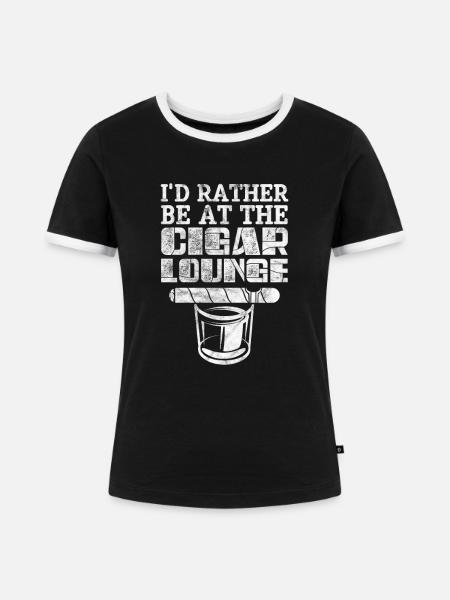 Zigarre Whiskey - Frauen Kontrast-T-Shirt - Schwarz/Weiß