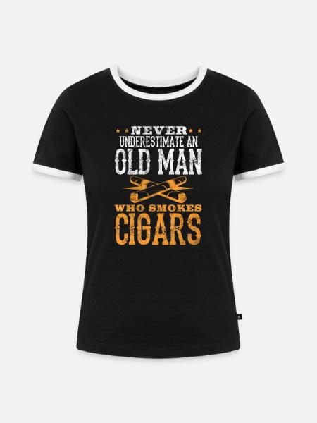 Zigarre - Frauen Kontrast-T-Shirt - Schwarz/Weiß