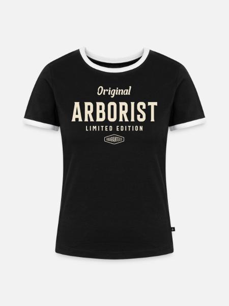 Klassischer Baumpfleger-Stil - Frauen Kontrast-T-Shirt - Schwarz/Weiß