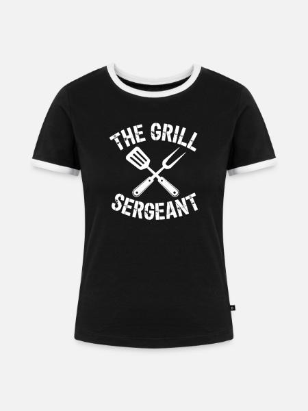 The Grill Sergent - Frauen Kontrast-T-Shirt - Schwarz/Weiß