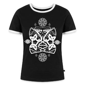 Keltische Raben - Frauen Kontrast-T-Shirt - Schwarz/Weiß - Vorne - Selfina (174cm)