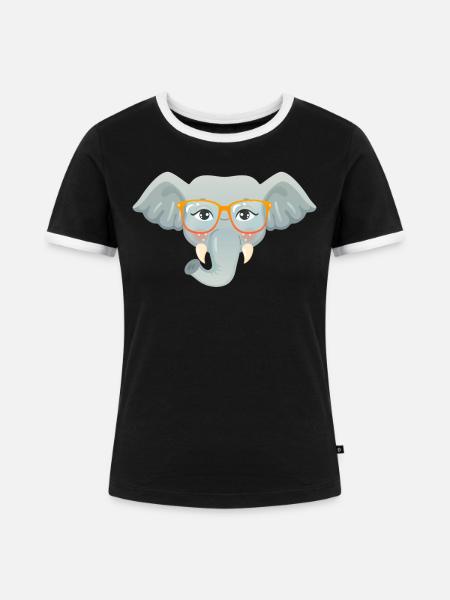 Geek Elephant - Frauen Kontrast-T-Shirt - Schwarz/Weiß